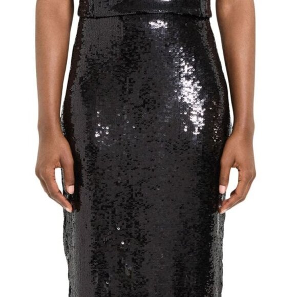Theory Black Fluid Sequin Midi High Slit Skirt | Size 10 | NWT - Picture 3 of 5